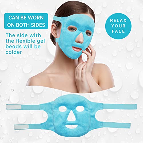 Cold Face Eye Mask Ice Pack Reduce Face Puff, Dark Circles, Gel Beads Hot Heat Cold Compress Pack, Face SPA for Woman Sleeping, Pressure, Headaches, Skin Care, Post Laser Care[Blue]