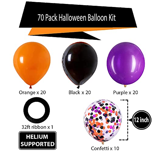 Halloween Latex Balloons 70Pack, 12inch Black Orange White Confetti Hocus Pocus Ballons for Halloween Birthday Hocus Pocus Party Decorations…