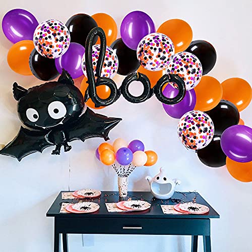 Halloween Latex Balloons 70Pack, 12inch Black Orange White Confetti Hocus Pocus Ballons for Halloween Birthday Hocus Pocus Party Decorations…