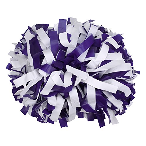 ICObuty Plastic Cheerleading Pom pom 6 inch 1 Pair(Purple-White)