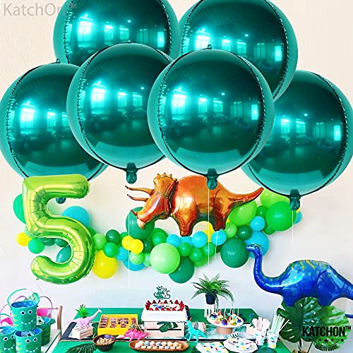 KatchOn, Large, 22 Inch Emerald Green Balloons - Pack of 6 | Dark Green Mylar Balloons | 360 Degree 4D Sphere Emerald Green Christmas Decorations | Emerald Balloons for Emerald Green Party Decorations