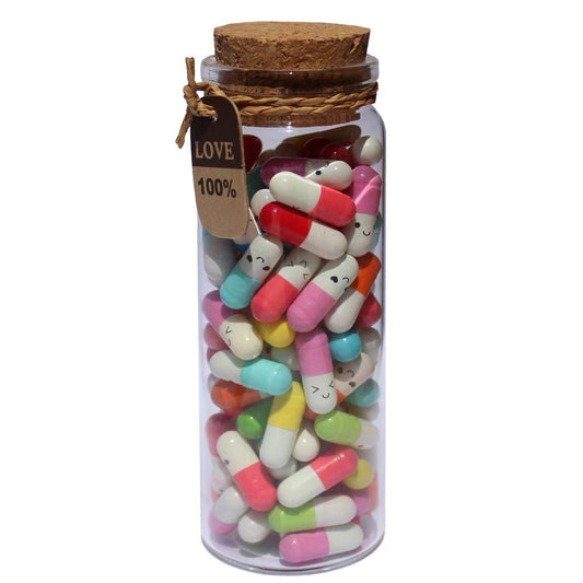 INFMETRY Cute Capsules in a Glass Bottle Lovely Notes Couples Gifts for Him Her Boyfriend Girlfriend Mom Birthday Anniversary Valentines (Mixed Color 90pcs)