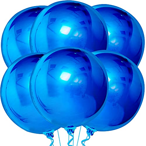 KatchOn, Large Royal Blue Balloons - 22 Inch, Pack of 6 | Royal Blue Mylar Balloons, Royal Blue Metallic Balloons for Royal Blue Party Decorations | Blue Foil Balloons, Under The Sea Party Decorations