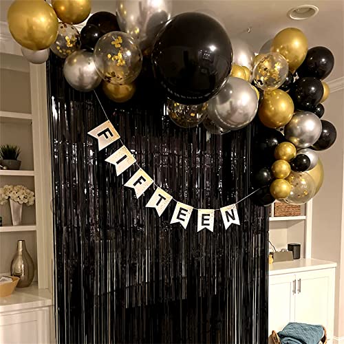 Black Gold and Silver Balloons, 60pcs Matte Black Chrome Gold Silver Metallic Latex Balloons with Confetti Balloons, Black Gold Party Decorations for Birthday Anniversary Wedding Baby Shower Party