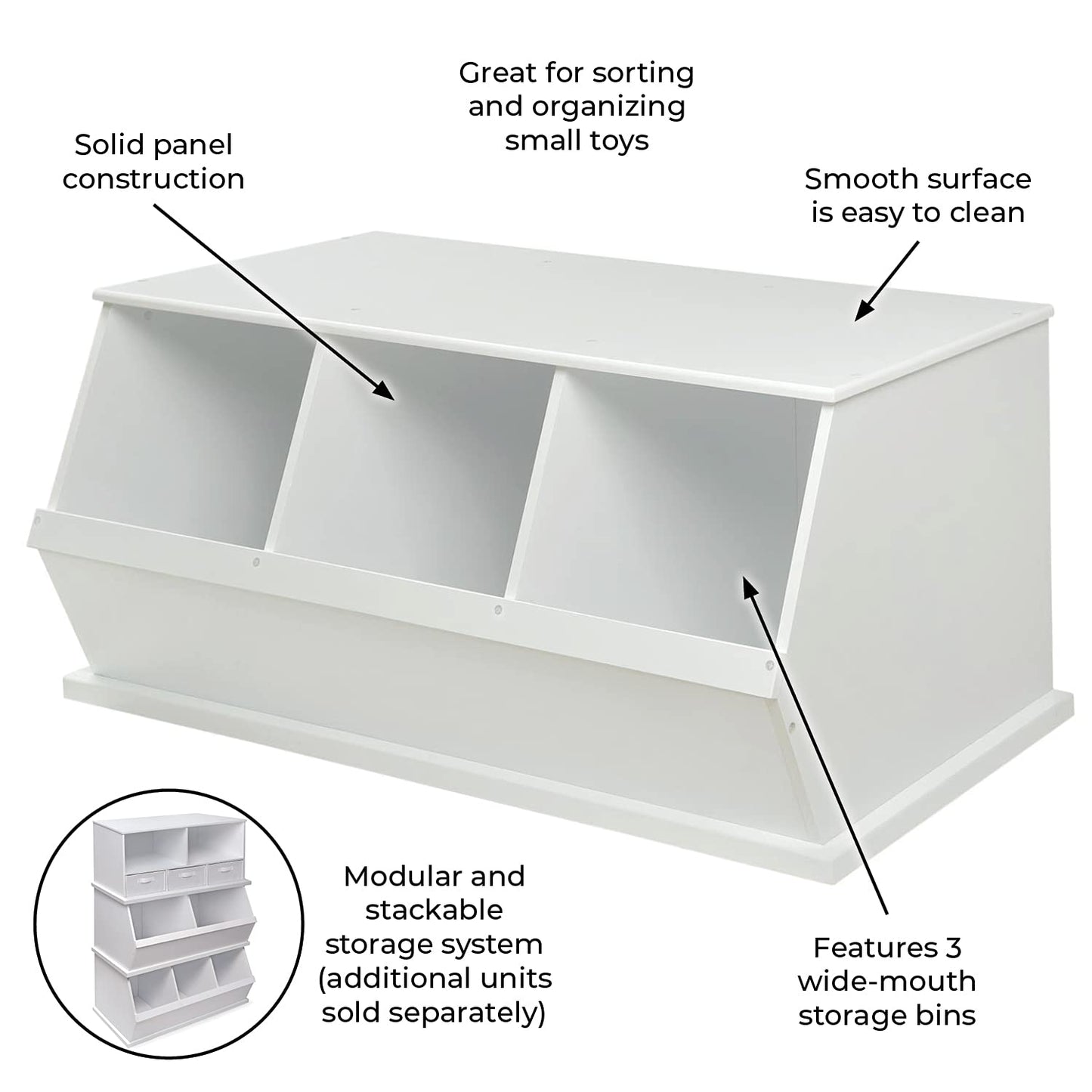 Three Bin Storage Cubby - White