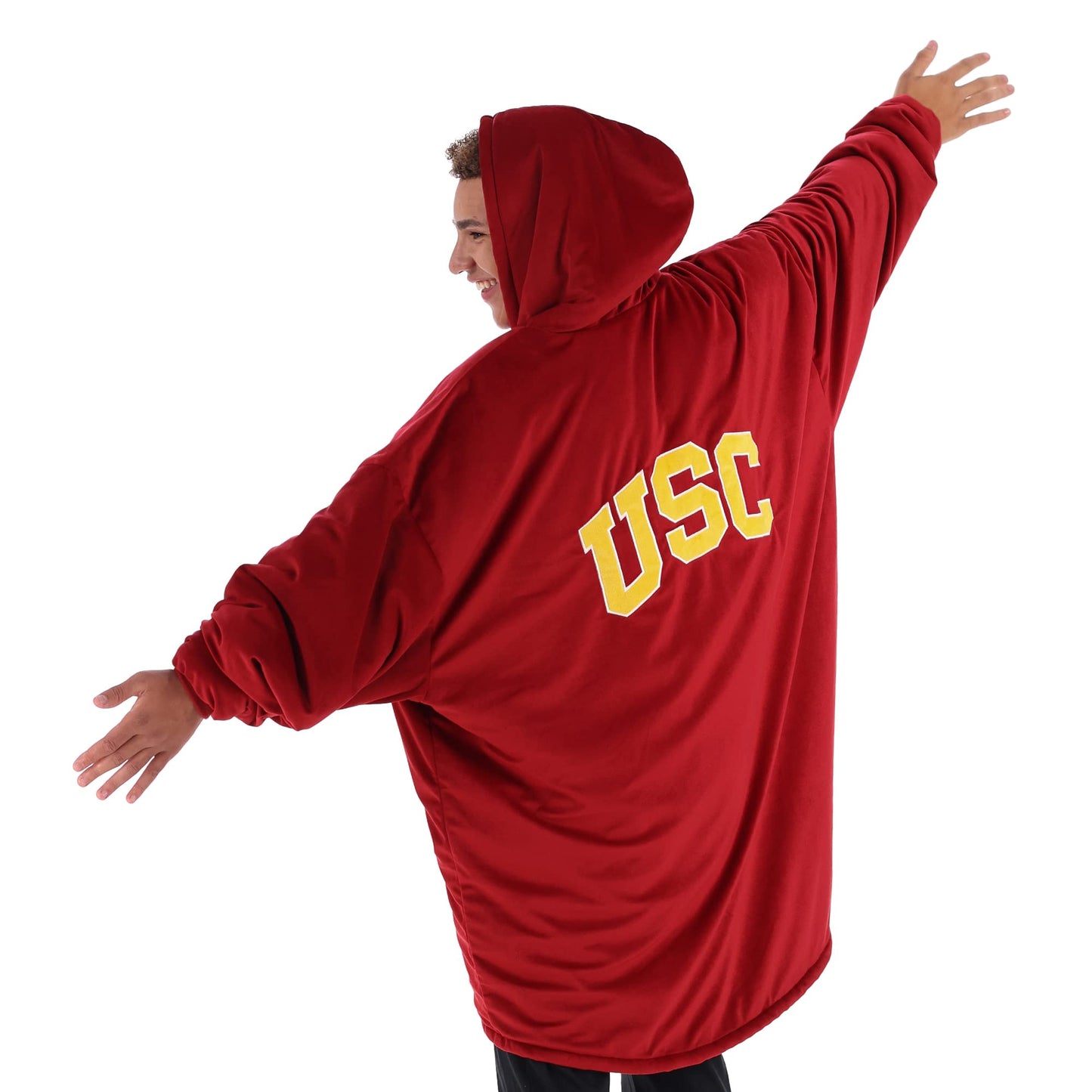 THE COMFY Original Quarter-Zip | University of Southern California Logo & Insignia | Oversized Microfiber & Sherpa Wearable Blanket with Zipper, Seen On Shark Tank, One Size Fits All