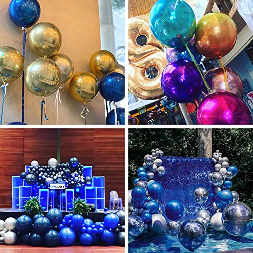 PartyWoo Dark Blue Balloons, 6 pcs Blue Foil Balloons, 22 inch Giant 4D Foil Balloons and Ribbon, Large Mylar Balloons, Balloons for Birthday Decorations, Wedding Decorations, Party Decorations