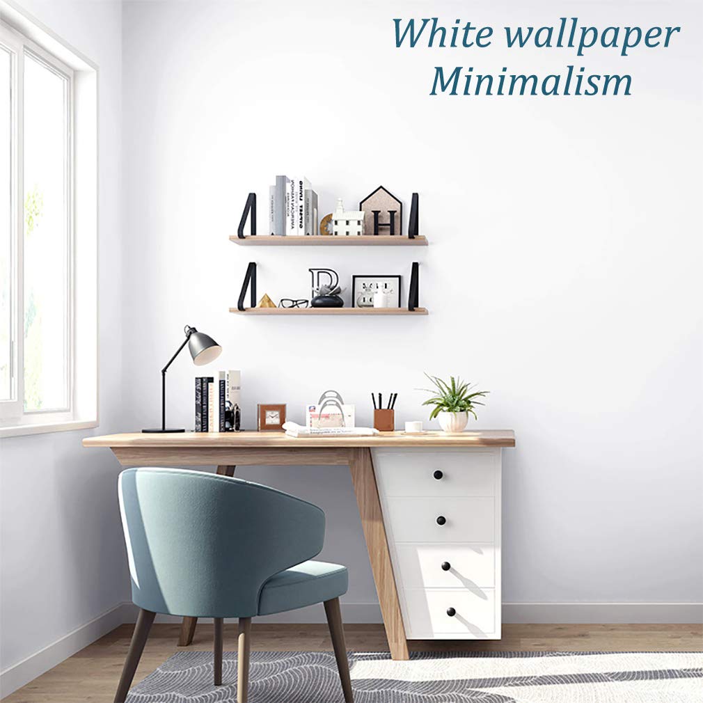 Safiyya 118"x17.7" White Wallpaper White Contact Paper Waterpoof Peel and Stick Wallpaper Self-Adhesive Wallpaper Decorative Contact Paper Vinyl Roll for Wall Kitchen Furniture Countertop Shelf