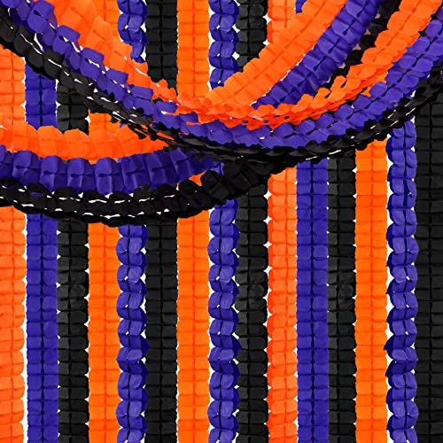 Black-Orange Purple Halloween Party-Decorations Streamers-Garland - 12pcs 4-Leaf Clover Paper Streamer,Graduation Wedding Birthday Bachelorette Baby Bridal Shower Banners Decor Ouruola