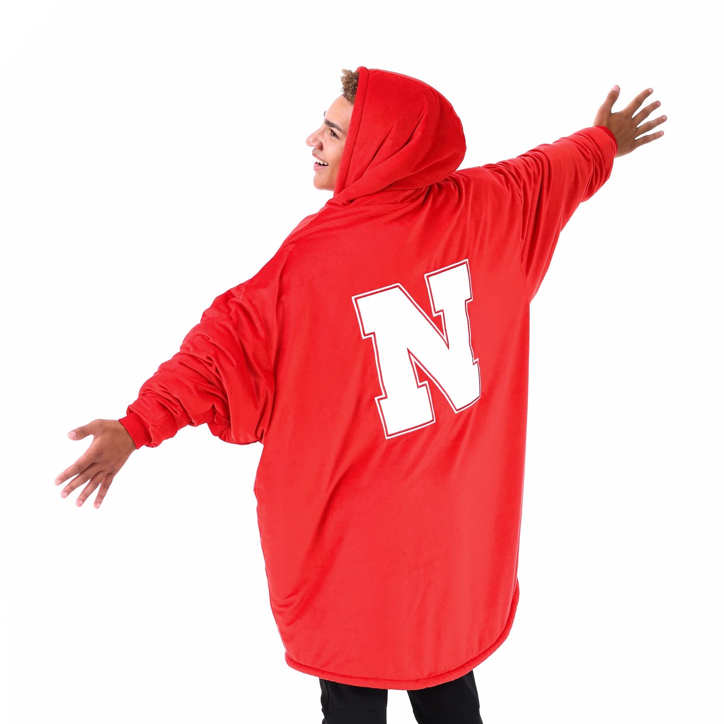 THE COMFY Original Quarter-Zip | University of Nebraska Logo & Insignia | Oversized Microfiber & Sherpa Wearable Blanket with Zipper, Seen On Shark Tank, One Size Fits All