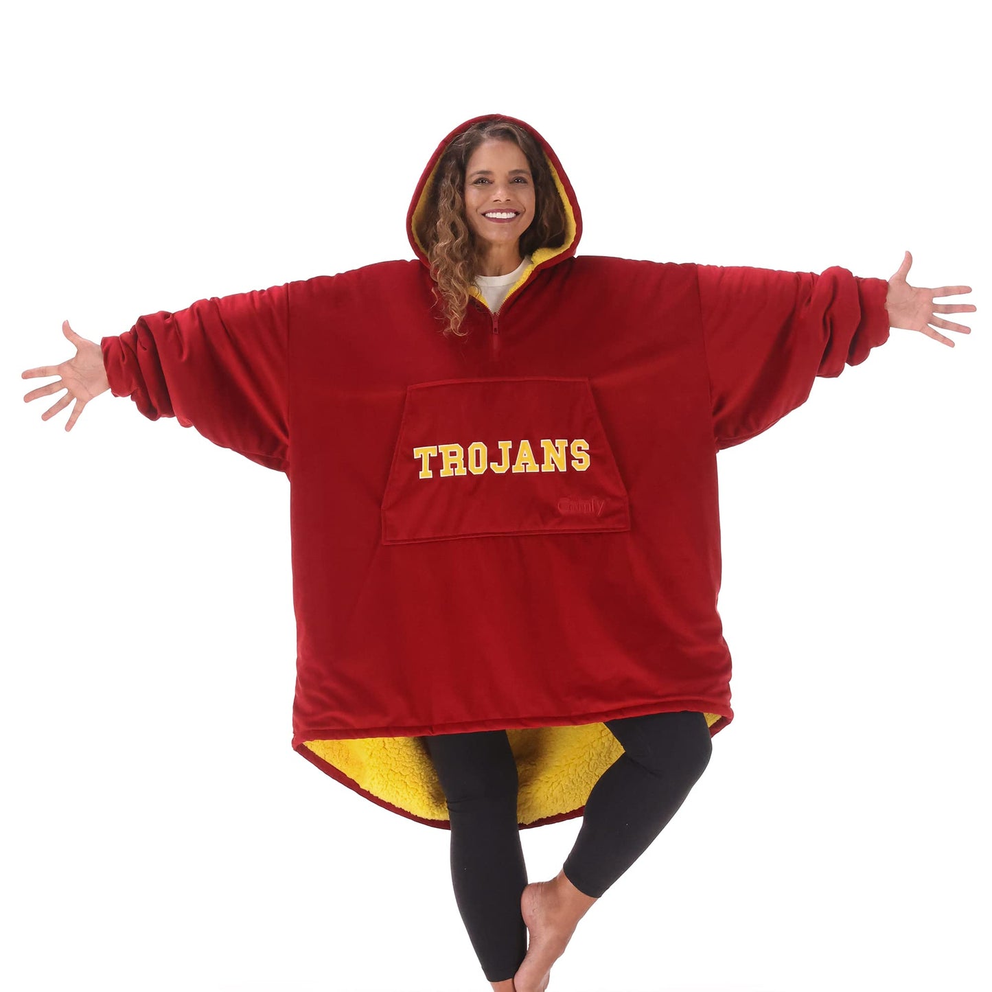 THE COMFY Original Quarter-Zip | University of Southern California Logo & Insignia | Oversized Microfiber & Sherpa Wearable Blanket with Zipper, Seen On Shark Tank, One Size Fits All