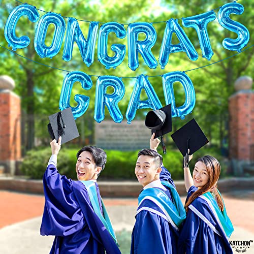 KatchOn, Congrats Grad Balloons Blue - 16 Inch | Congrats Balloons for Graduation Party Decorations 2024 | Congratulations Balloons for Blue Graduation Decorations Class of 2024 | Graduation Balloons…