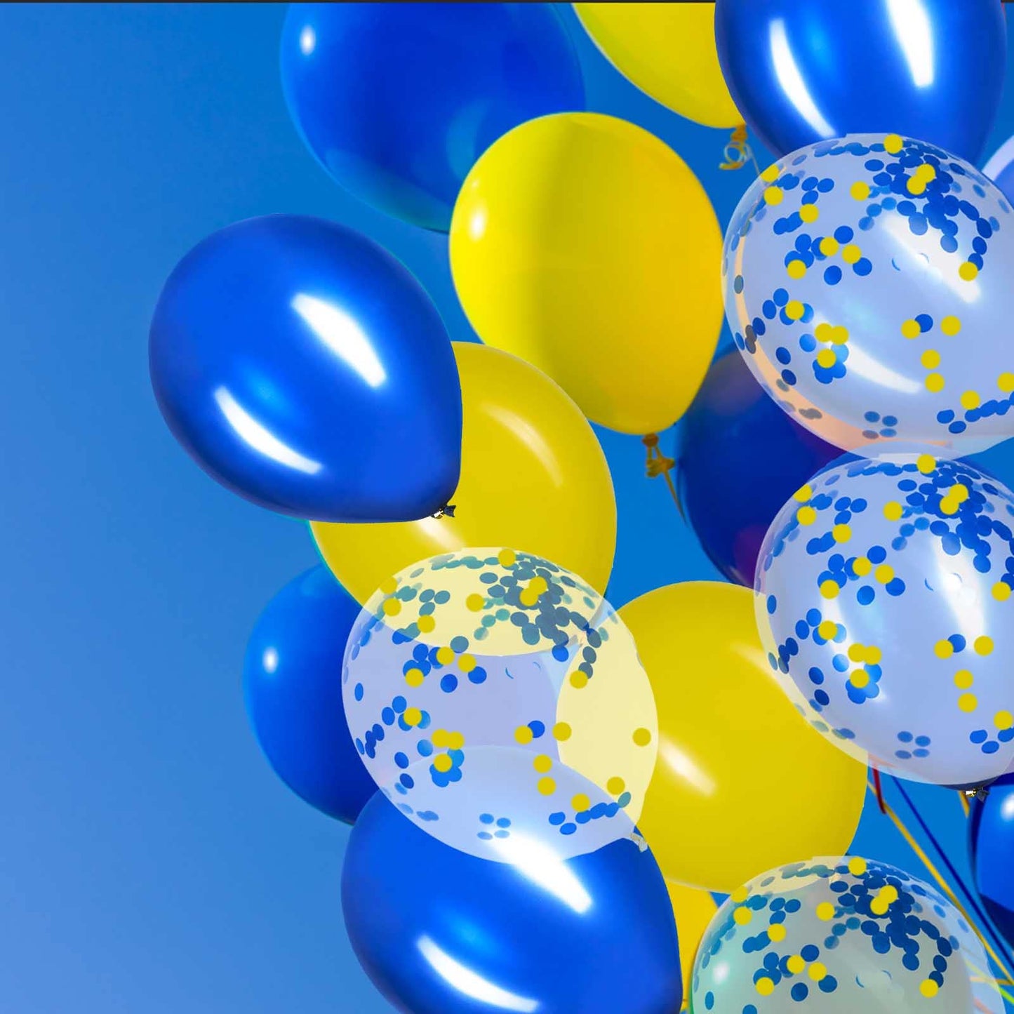 Blue Yellow Confetti Balloons, Yellow and Blue Balloons – Pack of 50,Party balloon for Party Decorations Supplies 3 Style,12 Inch