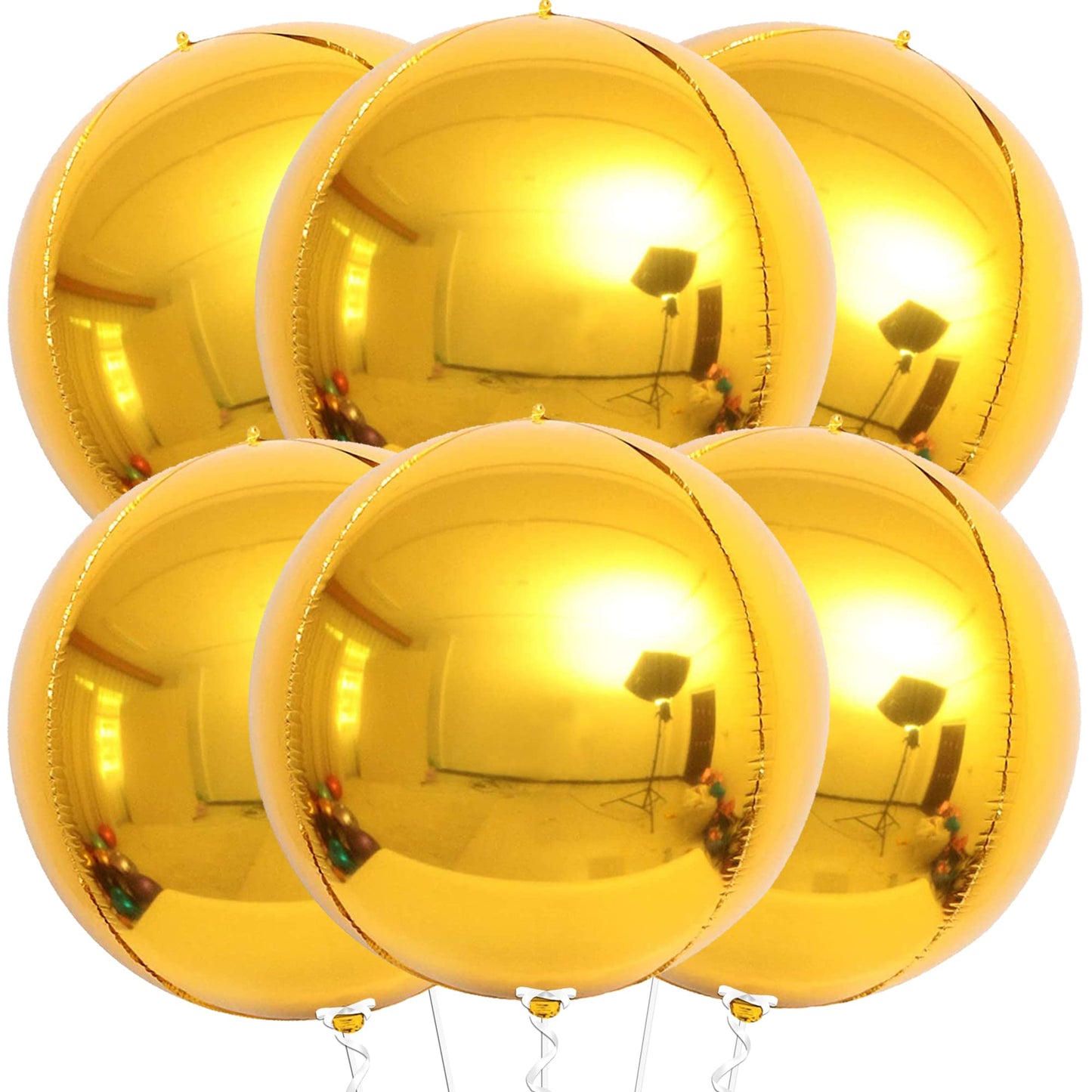 KatchOn, Large Gold Foil Balloon - 22 Inch, Pack of 6 | Big Gold Balloons, Black and Gold Party Decorations | Christmas Decorations | Metallic Gold Mylar Balloons for New Year Eve Party Supplies 2024