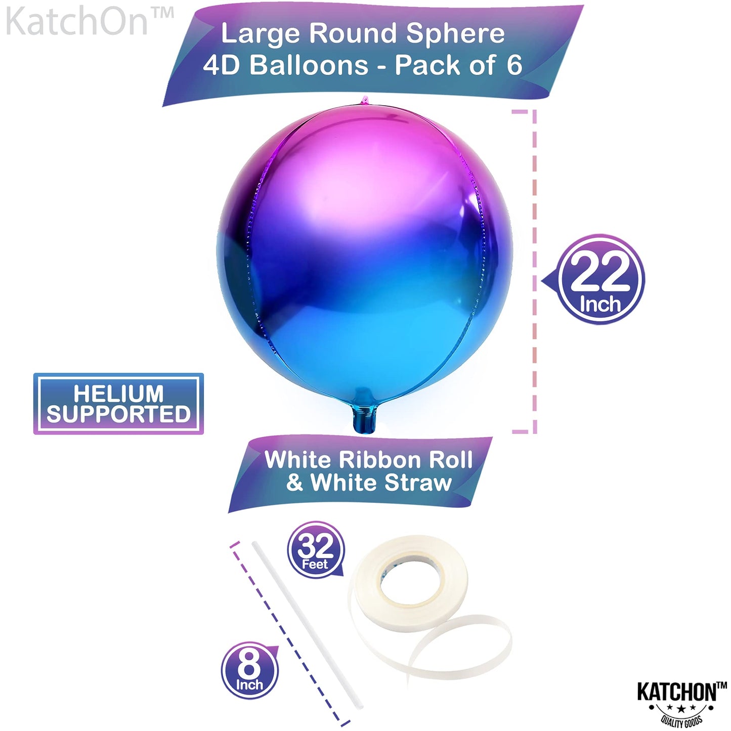 KatchOn, Purple Galaxy Balloons - 22 Inch, Pack of 6 | Iridescent Balloons, Galaxy Party | 4D Metallic Balloons, Galaxy Birthday Party Decorations | Purple and Blue Balloons, Galaxy Party Decorations