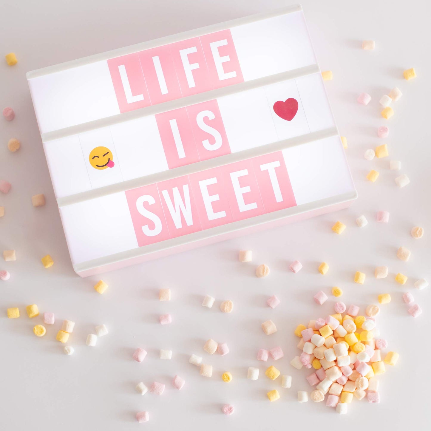 Pink Cinema Light Box with 400 Letters & Emojis & 2 Markers - BONNYCO | Led Light Box Home, Office & Room Decor | Light Up Sign Letters Board Gifts for Women & Girls Christmas & Birthdays | Pink Decor