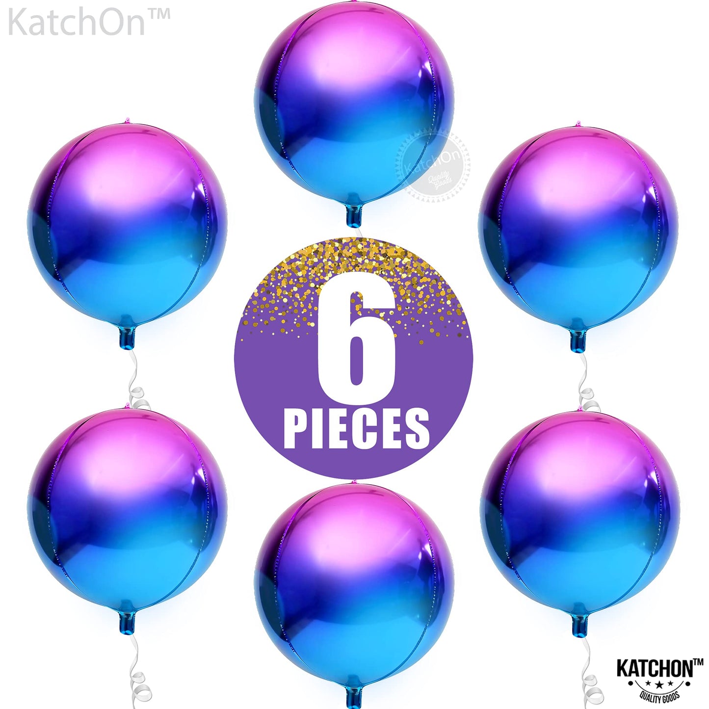 KatchOn, Purple Galaxy Balloons - 22 Inch, Pack of 6 | Iridescent Balloons, Galaxy Party | 4D Metallic Balloons, Galaxy Birthday Party Decorations | Purple and Blue Balloons, Galaxy Party Decorations