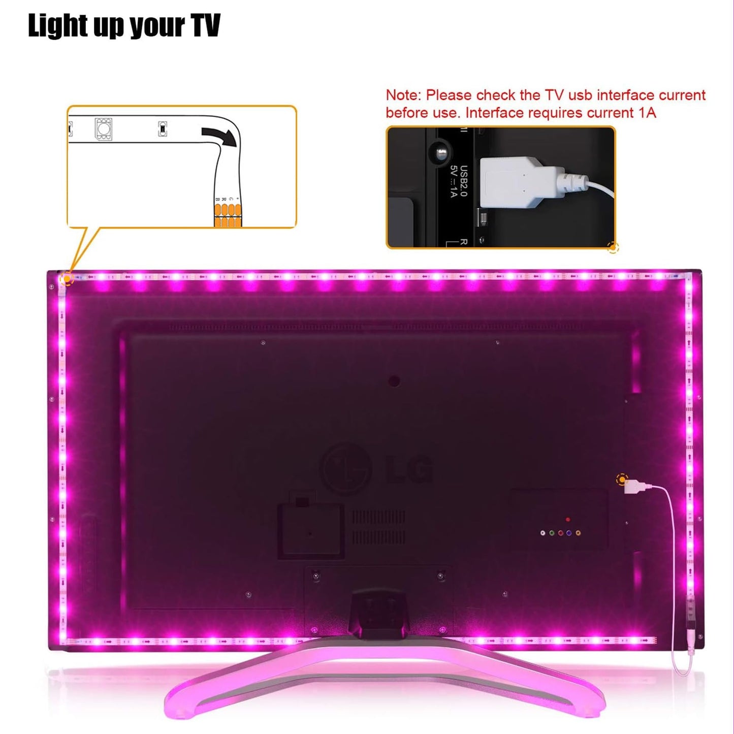 Tv Led Backlight, Maylit 8.2ft Led Strip Lights for 40-60in Tv, USB Powered Tv Lights kit with Remote, RGB Bias Lighting for Room Decor