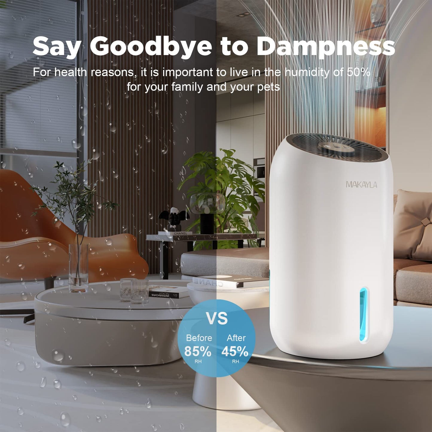 Dehumidifier, Makayla Dehumidifiers for Room 56oz(1650ml), 2 Working Modes/Auto Shut-off, Dual-Semiconductor Quiet Small Dehumidifiers for Home(550sq ft),Bedroom,Basement,Bathroom,Kitchen,RV