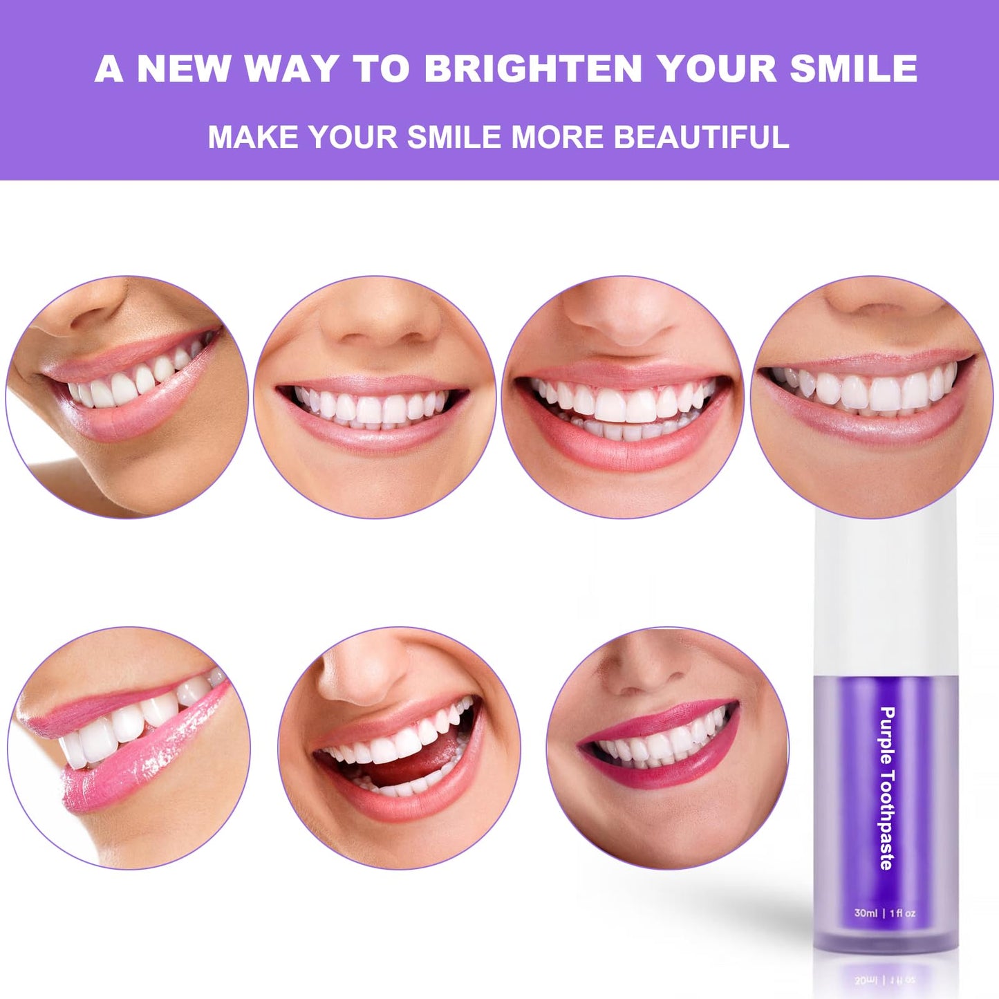 Purple Toothpaste for Teeth Whitening,Teeth Whitening Booster,Tooth Stain Removal,Teeth Whitener,Purple Whitening Toothpaste