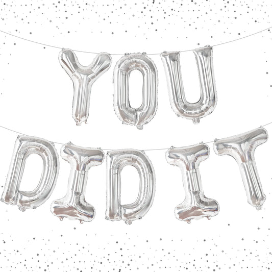 KatchOn, Silver You Did It Balloon Banner - 16 Inch, Silver Graduation Banner | Graduation Balloons 2024, Graduation Decorations Class of 2024 | Congrats Grad Banner, Graduation Party Supplies 2024