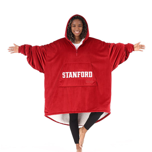 THE COMFY Original Quarter-Zip | Stanford University Logo & Insignia | Oversized Microfiber & Sherpa Wearable Blanket with Zipper, Seen On Shark Tank, One Size Fits All