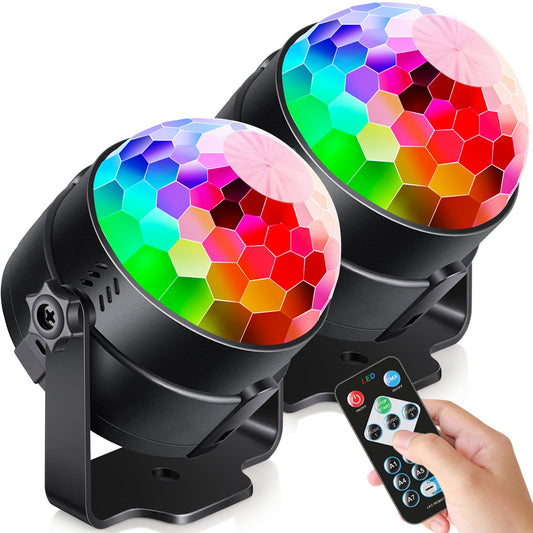 Luditek [2-Pack] Sound Activated Party Lights with Remote Control Dj Lighting, Disco Ball Light, Strobe Light Stage Lamp for Home Room Dance Parties Supplies Christmas New Years Eve Decorations