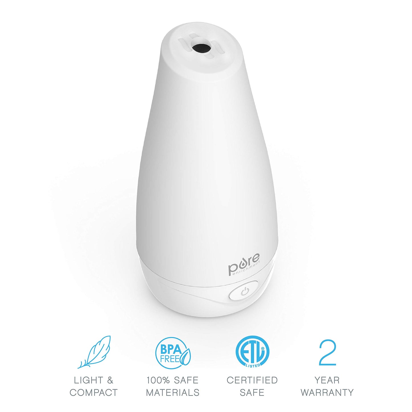 Pure Enrichment® PureSpa™ Essential Oil Diffuser - Compact Ultrasonic Aromatherapy Diffuser, Natural Air Deodorizer, 100ml Water Tank, and Optional Mood Light - Lasts Up to 7 Hours with Auto Shut-Off