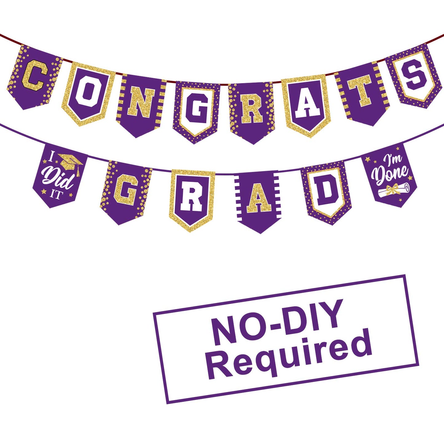 2023 Purple Graduation Banner - No DIY Required Purple Graduation Party Supplies Decorations Grad Banner for College, High School Party (Purple Congrats Grad)