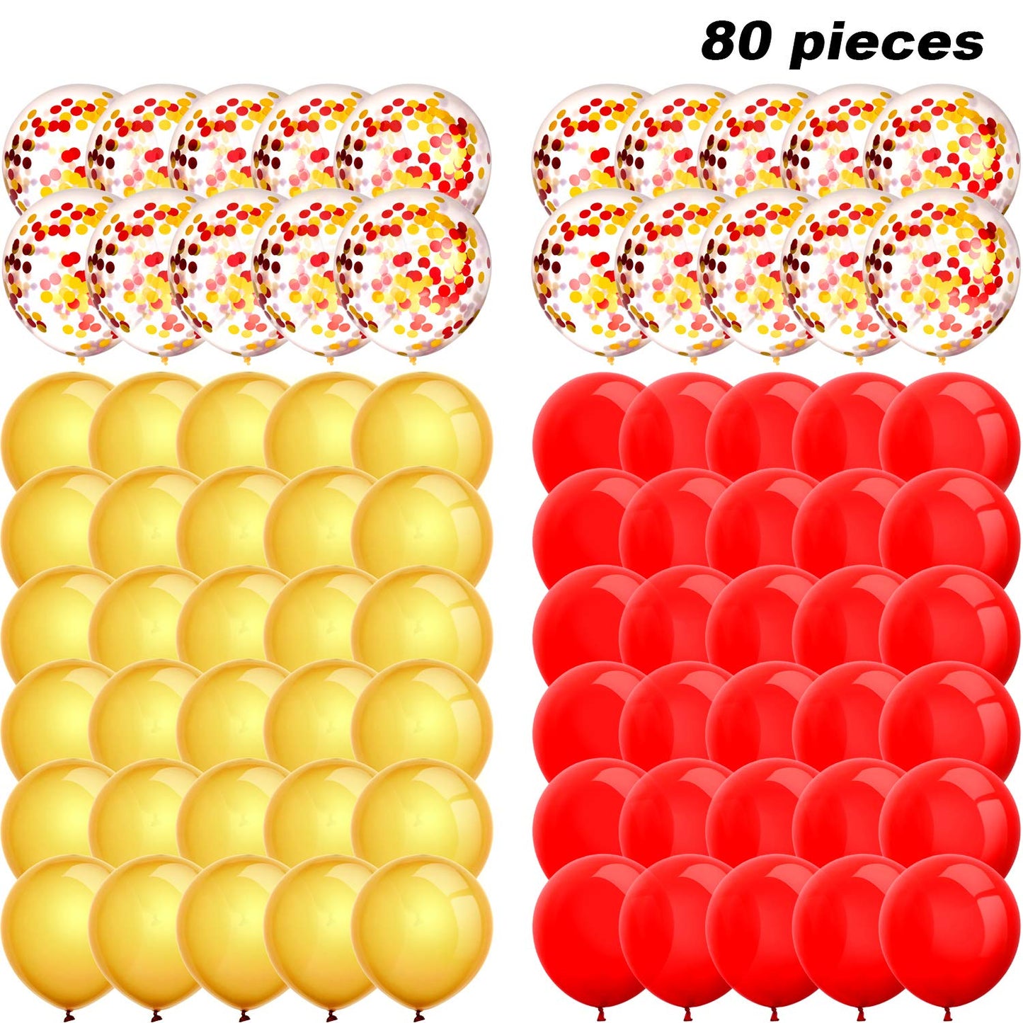 80 Piece 12 Inch Confetti Latex Balloons Event Party Supplies St Patrick's Day 4th July Labor Day Mardi Gras Wedding Birthday Baby Shower Balloons (Gold, Red)