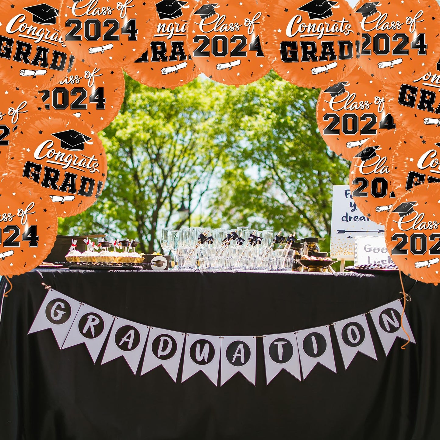 Class of 2024 Graduation Party Supplies & Decorations - 12pcs 18" Congrats Grad Orange Balloons Set for Memorable Grad Celebrations