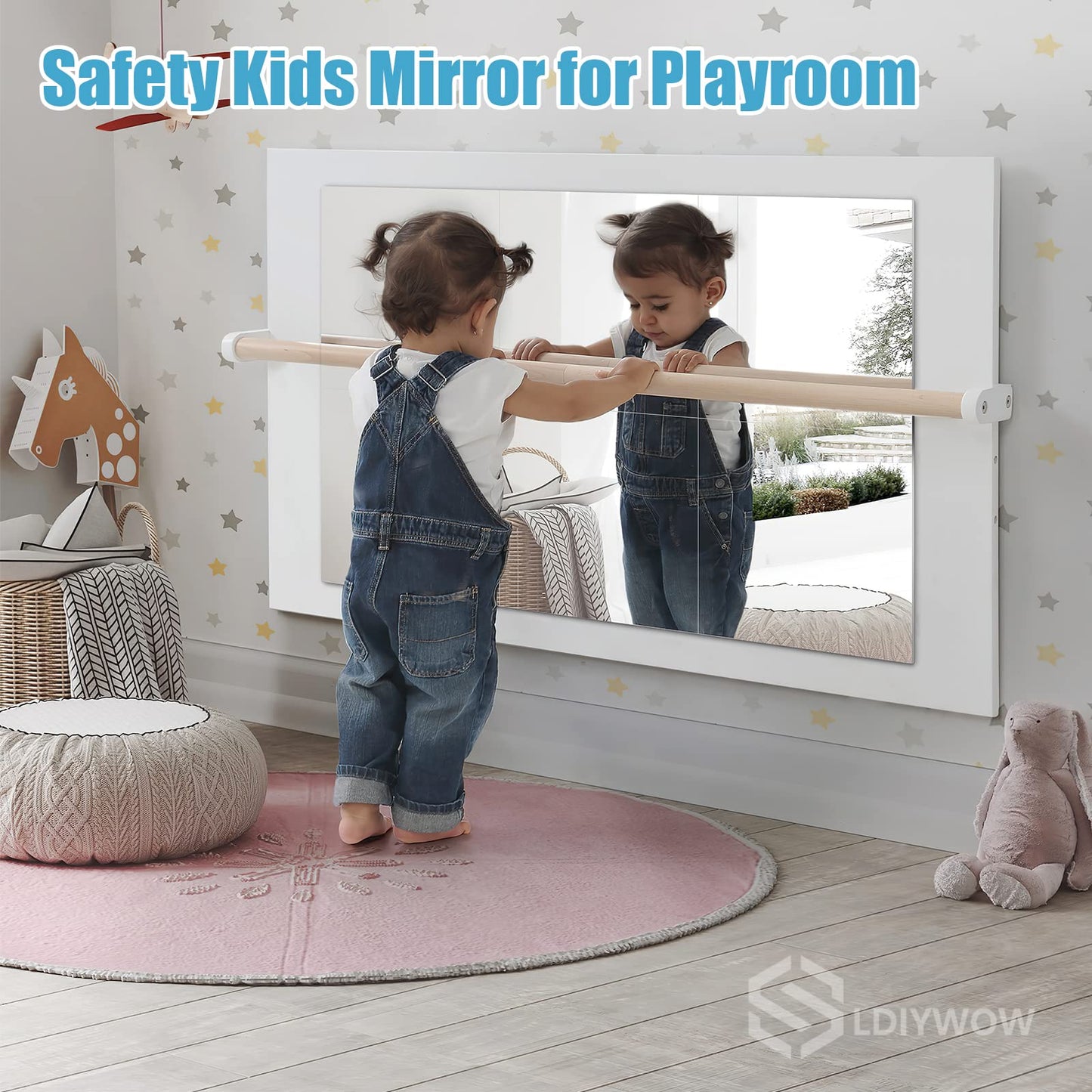 SLDIYWOW Wall Mirror Full Length,12"x 12" x 4 Pcs Shatterproof Mirrors for Wall, Safety Unbreakable Mirror Great for Baby Kids Toddler, Full Body Mirror Tiles for Bedroom, Home Gym, Living Room