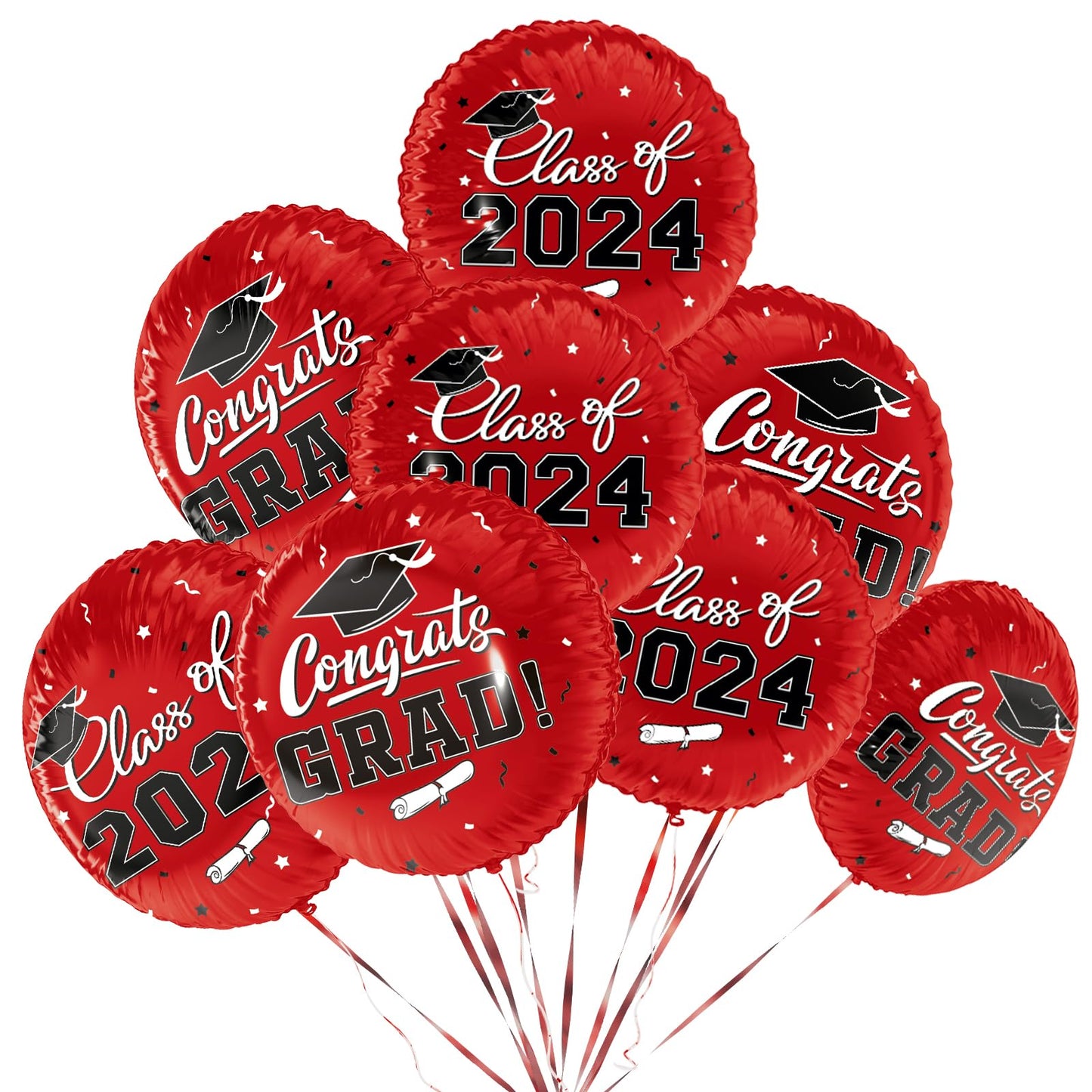 Class of 2024 Graduation Party Supplies & Decorations - 12pcs 18" Congrats Grad Red Balloons Set for Memorable Grad Celebrations