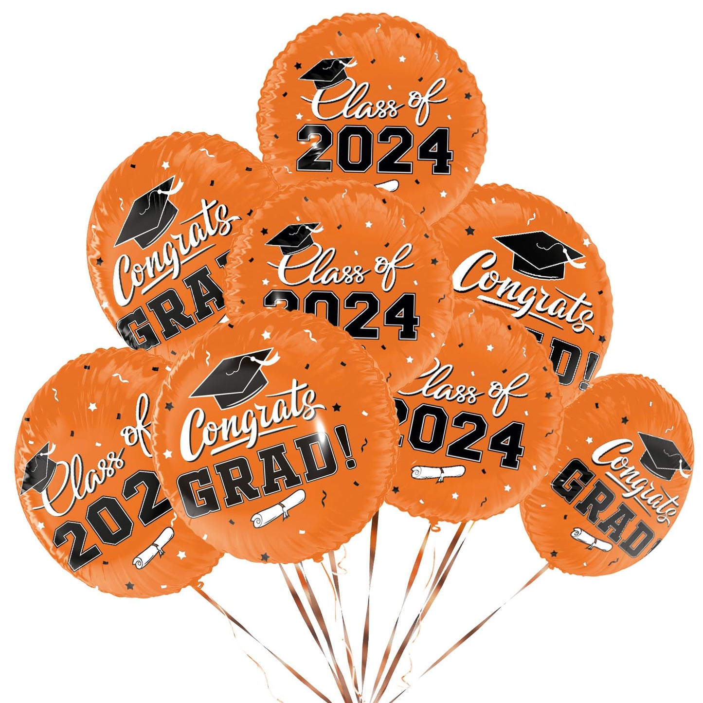 Class of 2024 Graduation Party Supplies & Decorations - 12pcs 18" Congrats Grad Orange Balloons Set for Memorable Grad Celebrations