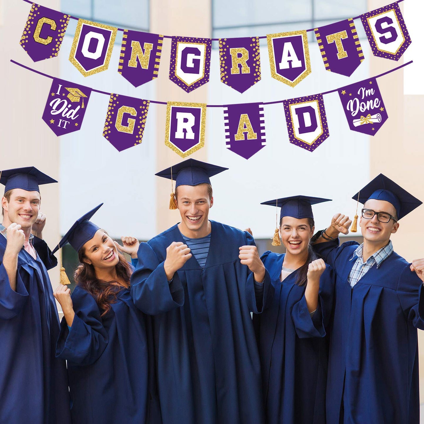 2023 Purple Graduation Banner - No DIY Required Purple Graduation Party Supplies Decorations Grad Banner for College, High School Party (Purple Congrats Grad)