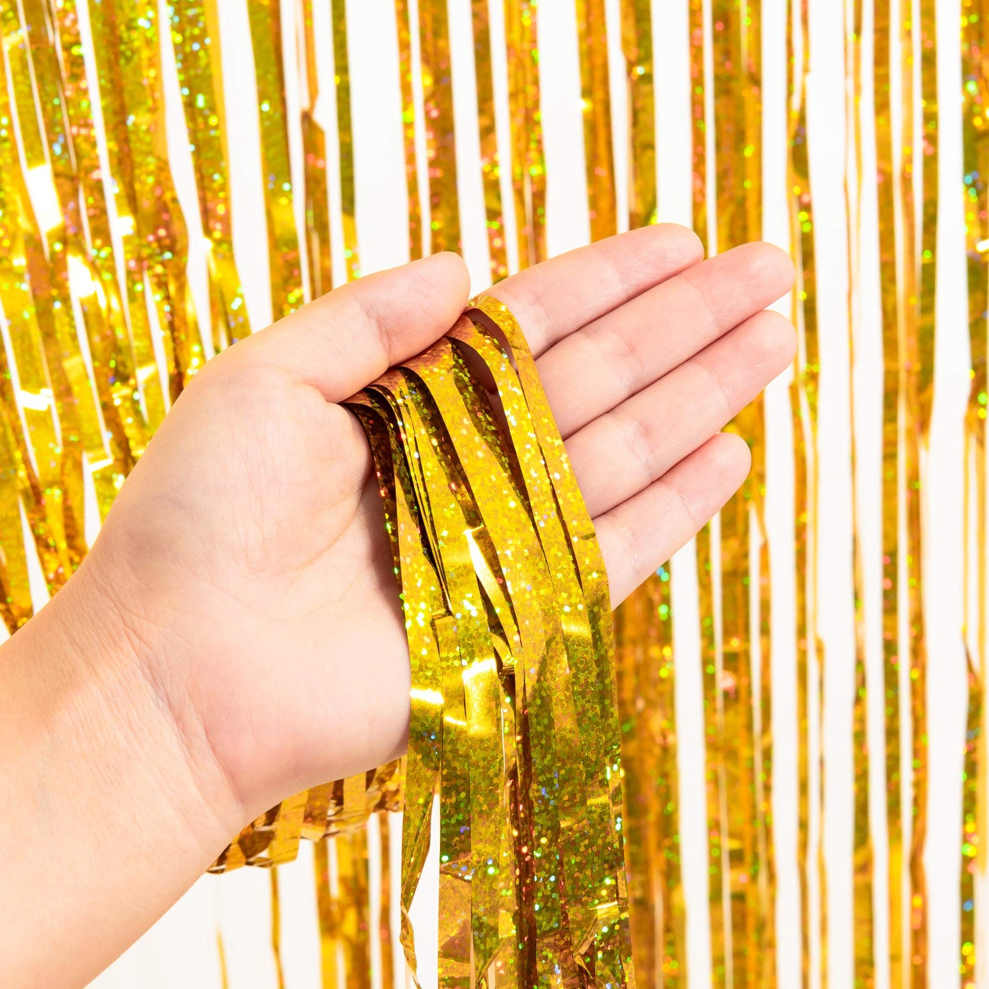 Gold Fringe Curtain Tinsel Backdrop - GREATRIL Foil Fringe Curtain Party Streamers for Birthdays Christmas Theme Party Decorations Pack of 2