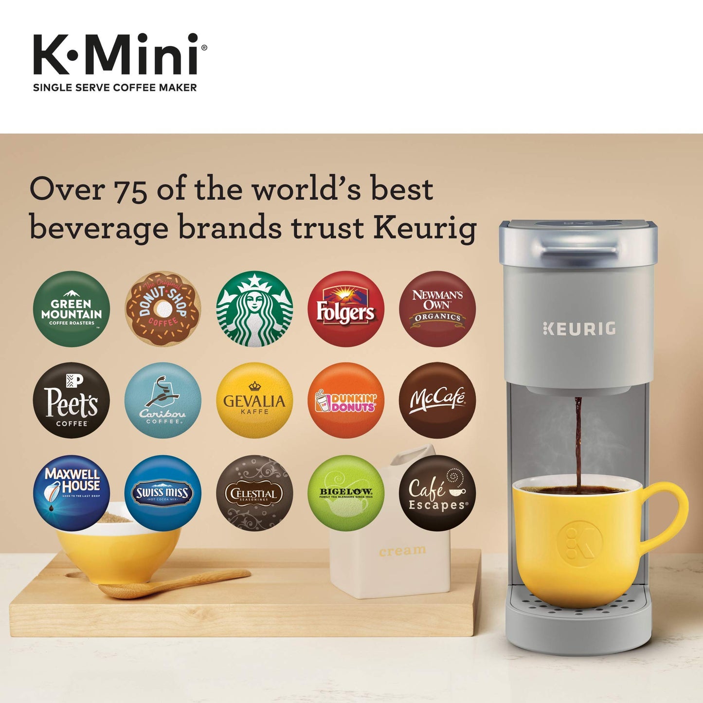 Keurig K-Mini Single Serve Coffee Maker, Studio Gray, 6 to 12 oz. Brew Sizes