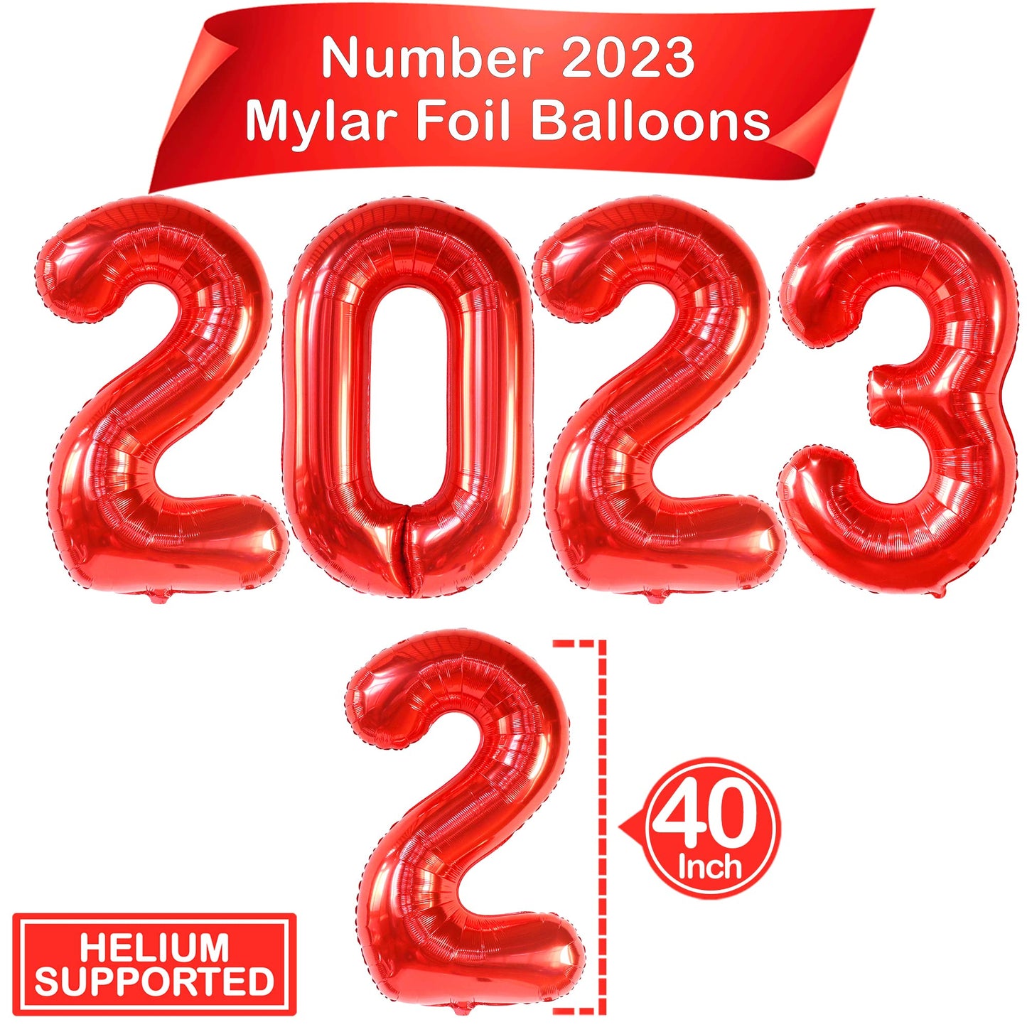 KatchOn, Red and White Graduation Decorations 2023 - Huge 40 Inch, Red 2023 Balloons | Mylar Star Balloons, Graduation Decorations Class of 2023 Red and White