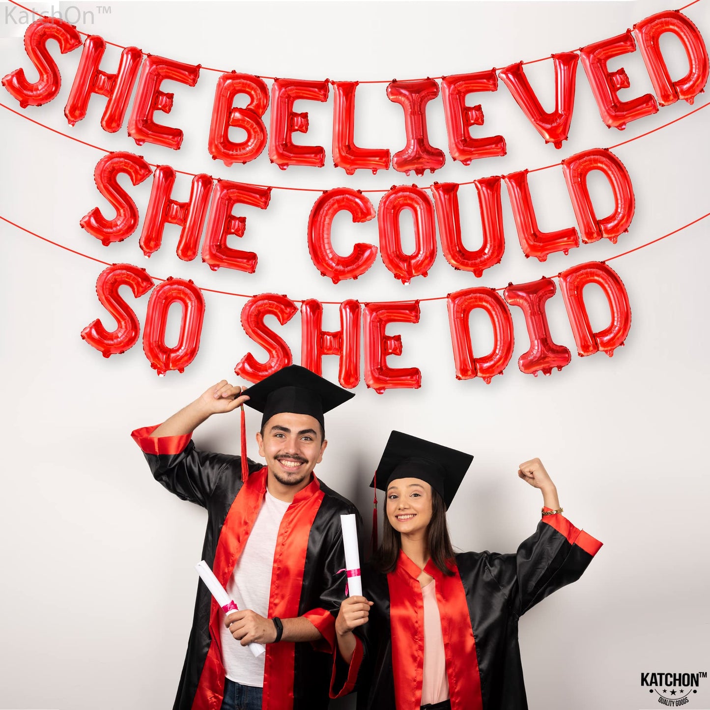 KatchOn, She Believed She Could So She Did Banner - Red, 16 Inch | Graduation Banner for Congratulations Decorations | Graduation Party Decorations 2024 | Nurse Graduation Decorations Class of 2024