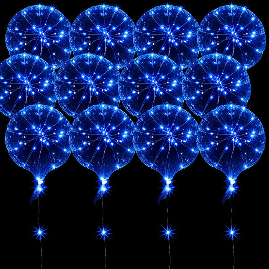 Civaner 12 Packs LED Balloons Light up Balloons for Christmas Party 15 Inch Red Green Blue LED Balloons Bobo Balloons with Lights for Xmas Birthday Party Wedding Decorations(Blue)