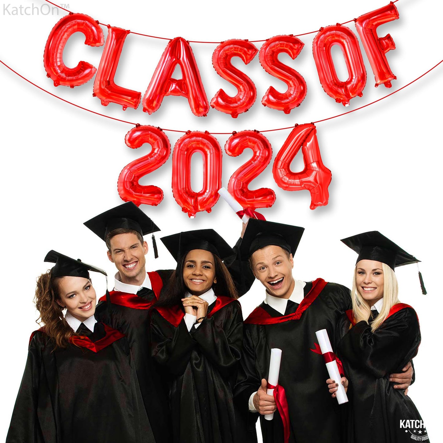 KatchOn, Class of 2024 Balloons Red - 16 Inch | Red 2024 Balloons, Red Graduation Party Decorations 2024 | Red Graduation Balloons, Red Graduation Decorations Class of 2024 | Class of 2024 Decorations