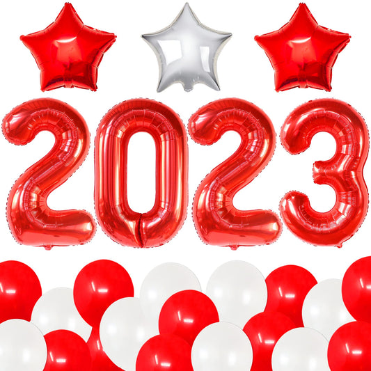 KatchOn, Red and White Graduation Decorations 2023 - Huge 40 Inch, Red 2023 Balloons | Mylar Star Balloons, Graduation Decorations Class of 2023 Red and White