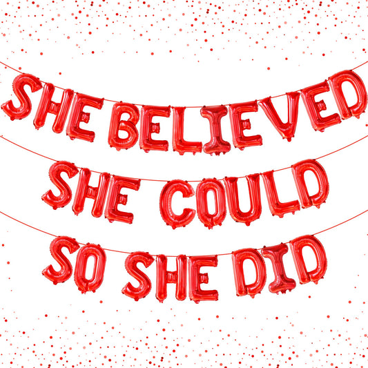 KatchOn, She Believed She Could So She Did Banner - Red, 16 Inch | Graduation Banner for Congratulations Decorations | Graduation Party Decorations 2024 | Nurse Graduation Decorations Class of 2024