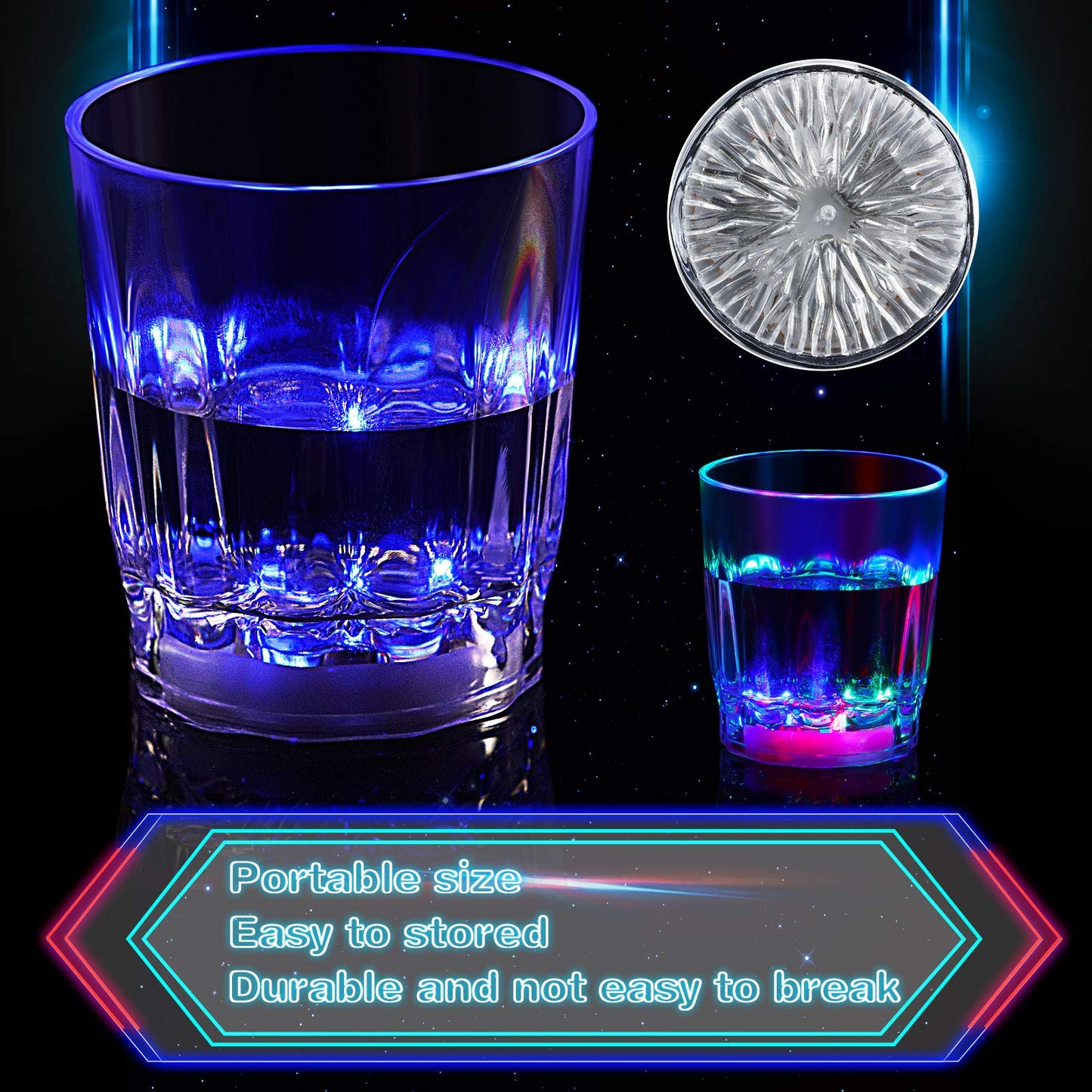 Light Up Cups LED Light Up Shot Glasses for Party Flash Drinking Glasses Party LED Tumblers Glowing Party Shot Glass for Christmas Birthdays Weddings Sporting Festivals Bars Night Events(12 Pieces)