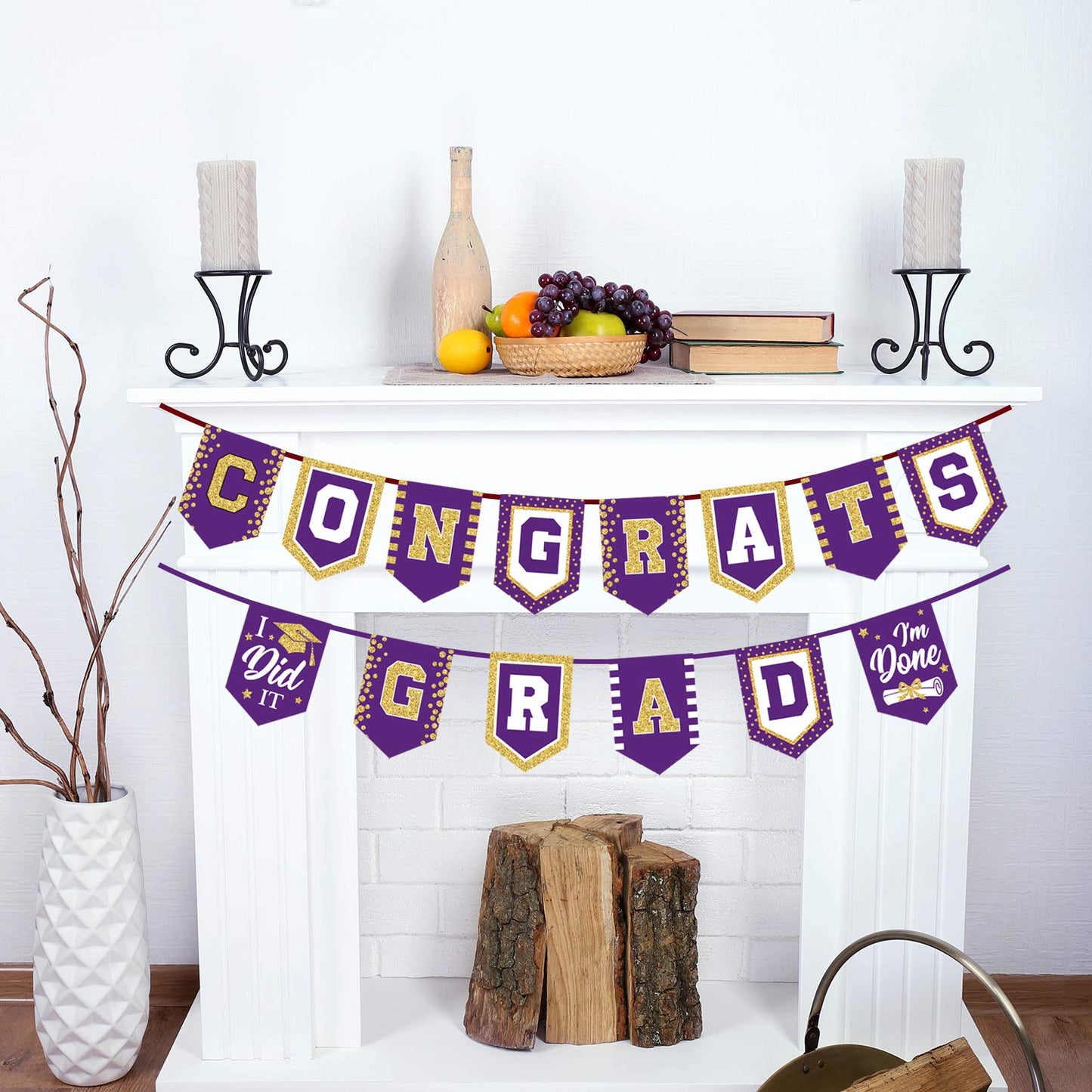 2023 Purple Graduation Banner - No DIY Required Purple Graduation Party Supplies Decorations Grad Banner for College, High School Party (Purple Congrats Grad)