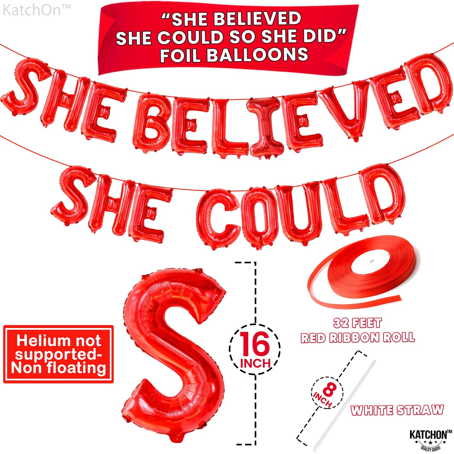 KatchOn, She Believed She Could So She Did Banner - Red, 16 Inch | Graduation Banner for Congratulations Decorations | Graduation Party Decorations 2024 | Nurse Graduation Decorations Class of 2024