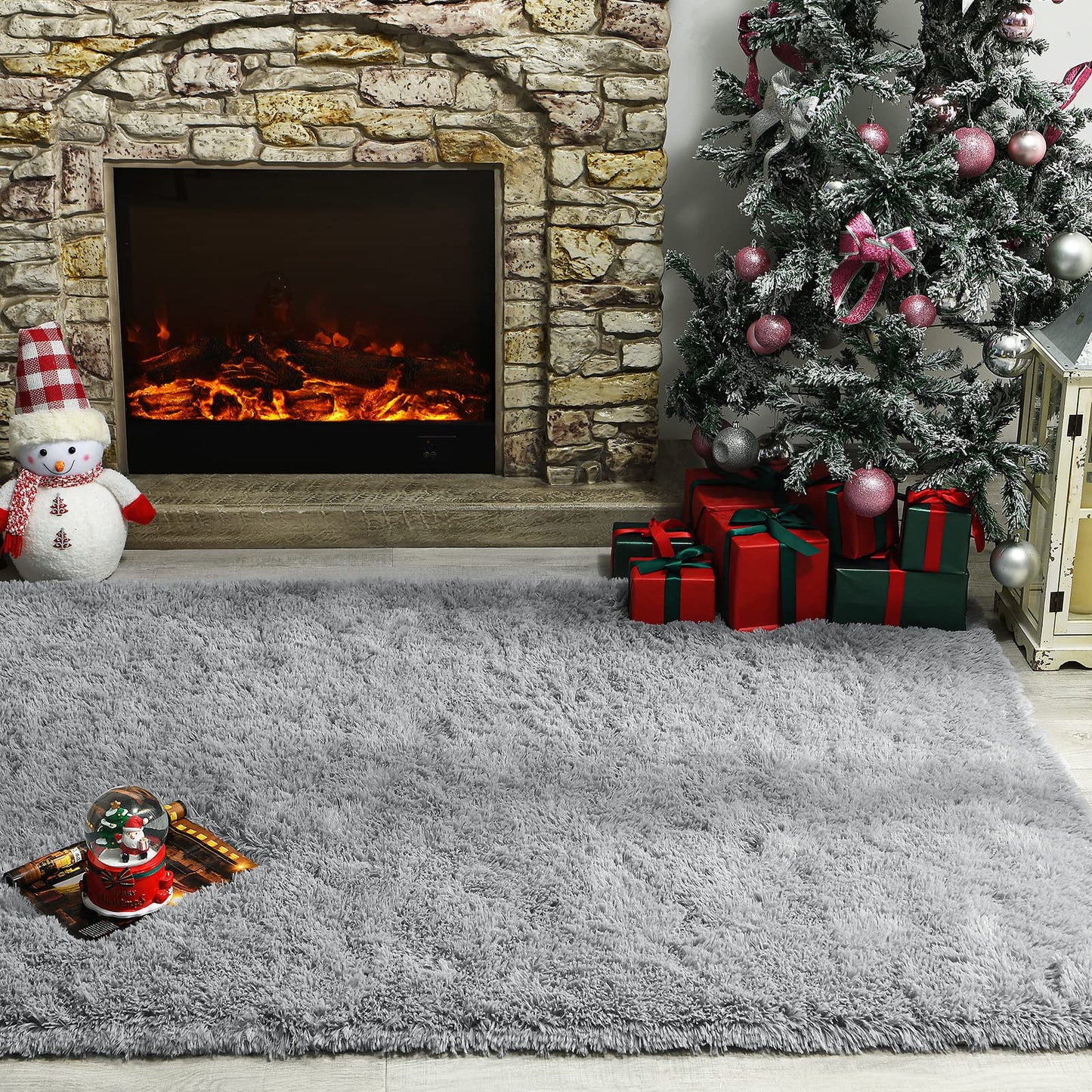 Andecor Soft Fluffy Bedroom Rugs, 4 x 6 Feet Indoor Shaggy Plush Area Rug for Boys Girls Kids Baby College Dorm Living Room Home Decor Floor Carpet, Grey