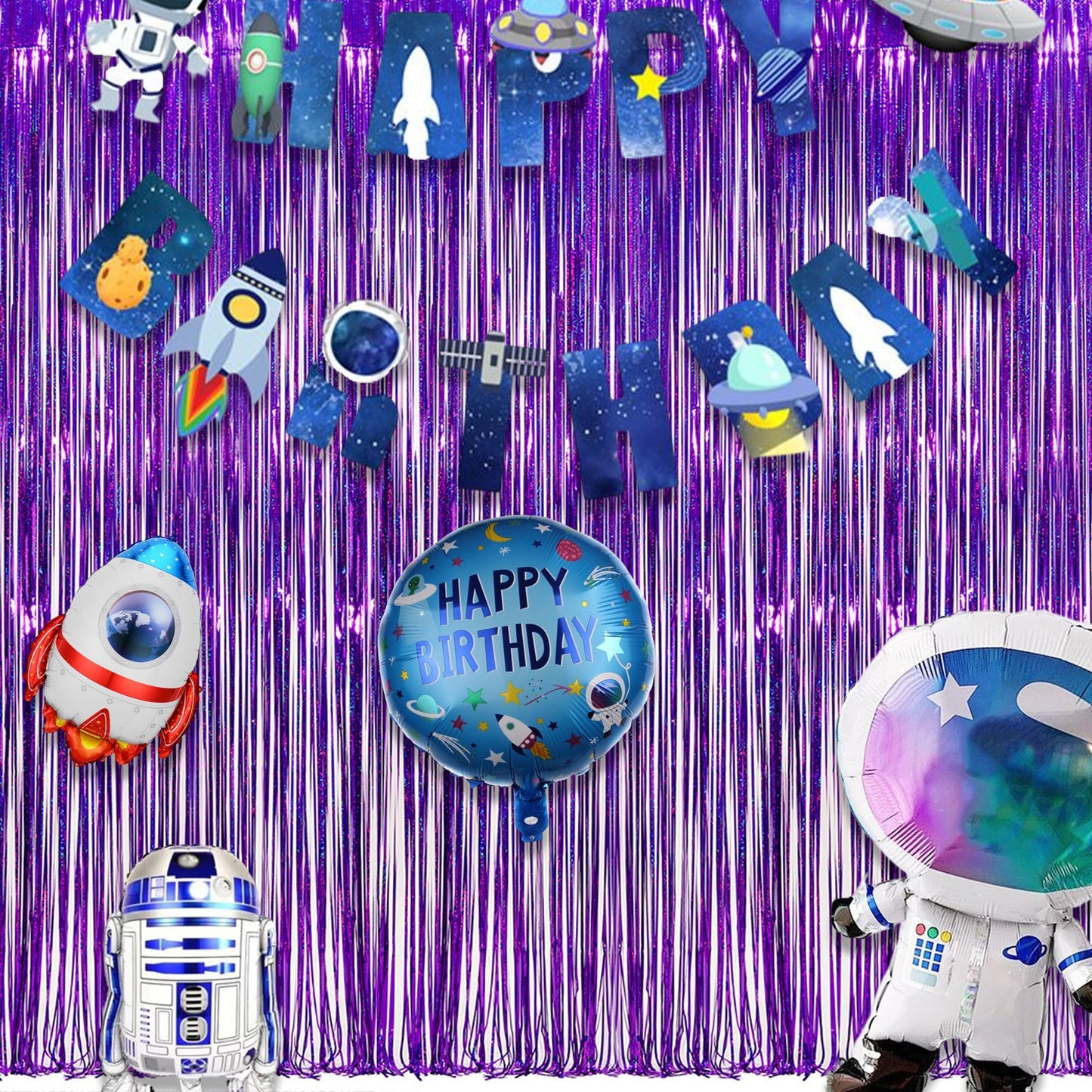 Purple Tinsel Curtain Party Backdrop - GREATRIL Foil Fringe Curtain Party Photo Booth Streamers for Mermaid Birthdays Euphoria Themed Party Decorations - 1m x 2.5m - Pack of 2